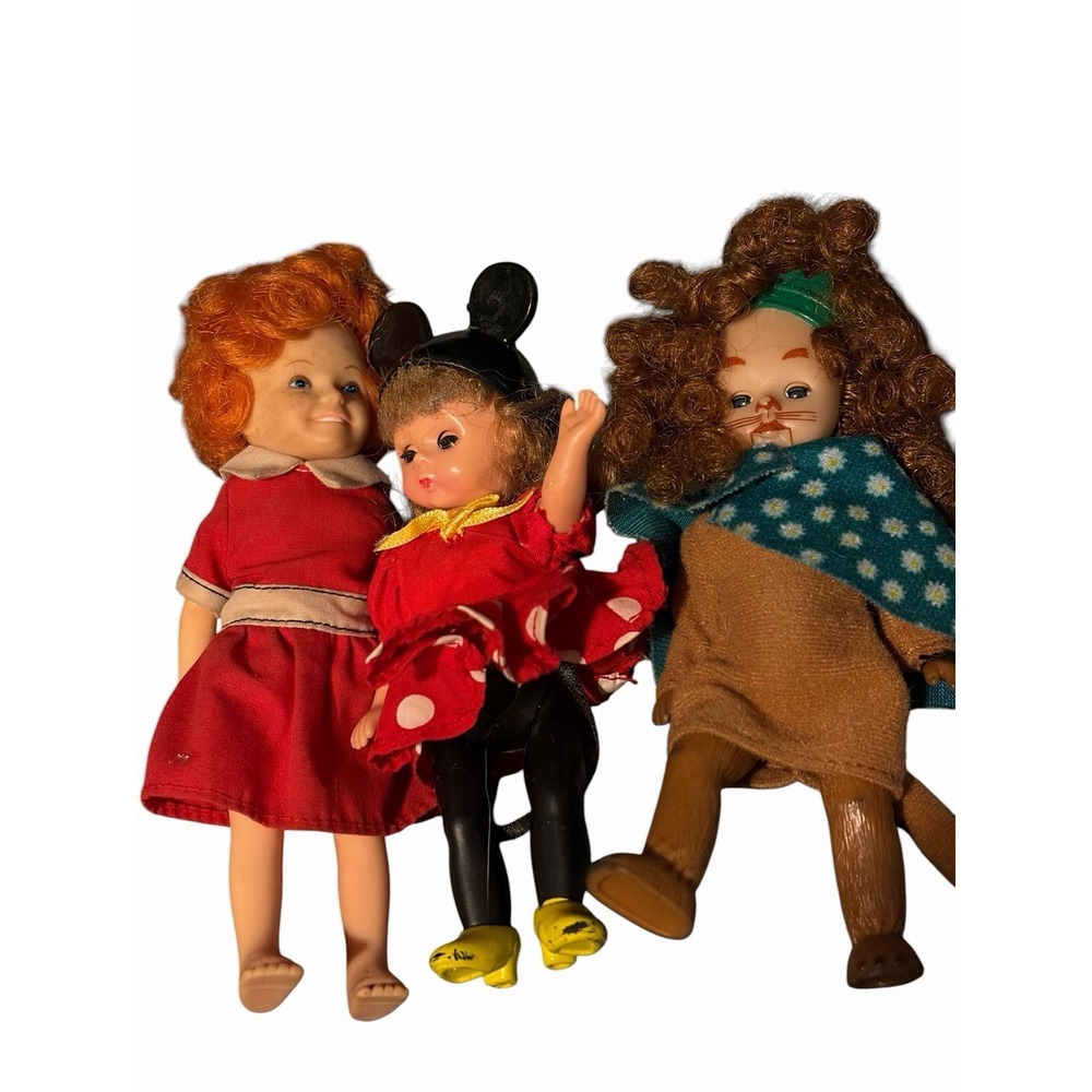 Knickerbocker Annie And Madame Alexander Cowardly Lion Minnie Mouse Doll Lot